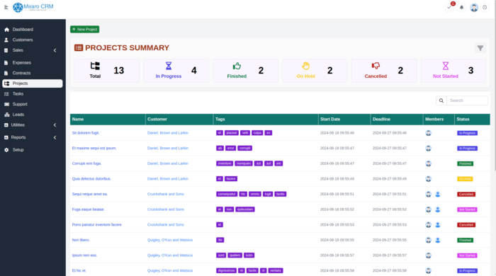 Projects Page